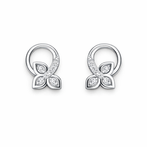 Pendientes de Botón Florales Minimalistas de Oro Rosa de 14K, Elegancia Moderna, Finamente Elaborados con Diamantes de Laboratorio, Joyería Fina para Mujer - Product Image 3