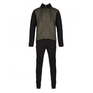 Men Winter Solid Vintage Fleece Tracksuit Hooded Zipper Full Length Simple Design Streetwear Activewear Set 100% Polyester - Product Image 3
