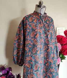 Blusa India de Algodón Suave, Top Corto, Vestido Mini con Estampado en Bloques, Estilo Bohemio Chic, Blusa de Verano, Túnica Informal Ligera para Mujer - Product Image 2