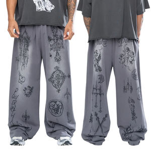 2025 à la mode unisexe Baggy pantalon de survêtement surdimensionné avec taille élastique et cordon de serrage léger en détresse lavage - Product Image 6