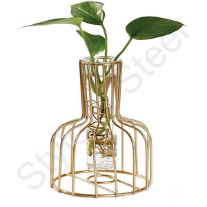 Ensemble de pots de fleurs martelés de qualité supérieure avec un support de support de couleur or au design classique élégant pour un usage quotidien, un restaurant et une maison - Product Image 5