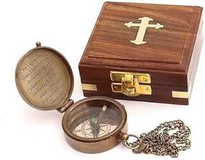 Faizacraft Outdoor Camp Activity Brass Sundial <b>Compass</b> with Pointer Dial Display Custom Size Home Decor Gift in Wooden Box - Product Image 3