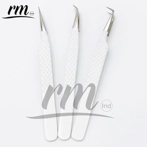 RMI Top qualité Super produit pince à épiler pour extension de cils couleur enduite de poudre blanche/pince à cils à pointe argentée avec marque privée - Product Image 1