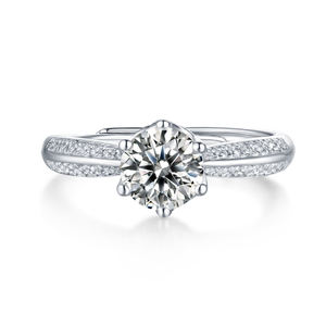 Bague en argent sterling 925 plaqué or blanc 14 carats avec diamant moissanite taille radiant 1 carat, bijoux fins de fiançailles solides S925 pour femmes - Product Image 3