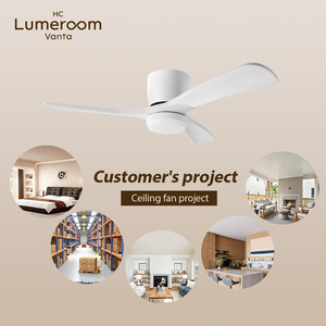 USA In Stock 42 Inch White <b>Ceiling</b> Fan with <b>Light</b> Solid Wood Blades Low Profile Mount Quiet Reversible DC Motor - Product Image 4