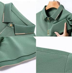 Polo informal de negocios para hombre, nuevo estilo, manga corta, bordado a la moda, cuello de punto de Spandex/poliéster de Color puro - Product Image 1