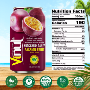 เครื่องดื่มน้ำผลไม้เสาวรส330มล. จากผลไม้สดรสชาติดั้งเดิมมีฉลากส่วนตัวผ่านการรับรองมาตรฐาน ISO - Product Image 3