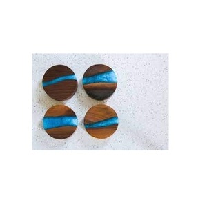 Wood and Resin Mug Coaster Wood <b>Cutting</b> Design Shape With Resin Coaster Handmade Wooden Tea Cup Coaster Best Quality - Product Image 4