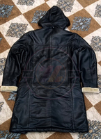 Manteau extra long en cuir de mouton véritable pour homme avec doublure en fourrure de laine manteau d'hiver haut de gamme vêtements d'extérieur élégants et chauds