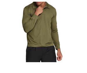 เสื้อเชิ้ตผู้ชายผ้าโพลีเอสเตอร์ทอแขนยาว แห้งเร็ว ป้องกันแสงแดด UPF 50+ ระบายอากาศดี มีปก สไตล์สปอร์ต เหมาะสำหรับเล่นกอล์ฟ สีพื้น - Product Image 4