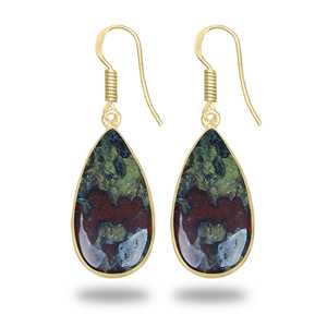 Boucles d'oreilles en jaspe sang de dragon naturel en gros, plaquées or 18 carats, pierres précieuses pour bijoux, disponibles en vrac, nouvelle arrivée - Product Image 6