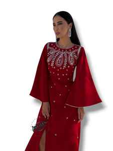 Imported <b>Velvet</b> Crystal Sequined Beading Solid Floor-Length Long Sleeve Modest Simple Abaya Kaftan <b>Dress</b> <b>for</b> Eid Occasions - Product Image 2