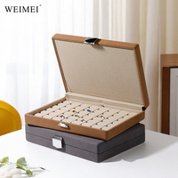 Caja de almacenamiento de piedras preciosas de microfibra de 48 ranuras WEIMEI, logotipo personalizado para piedra suelta de color Diamante, organizador de joyas, vitrina