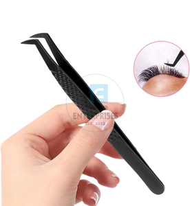 Pince à épiler OEM en acier inoxydable avec pointes en fibre, 65 degrés, noire, pour extensions de cils volume fin, précision, durable, pointe Nano Grip, personnalisable - Product Image 3