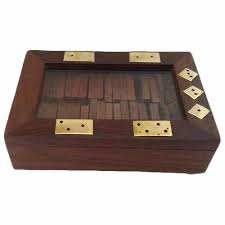 Handmade Traditional Wooden <b>Domino</b> <b>Set</b> with Glass Box for Children's Play in All Seasons-Spring Summer Autumn Winter - Product Image 4
