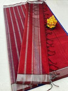 Saris en polyester tissés à la main sur mesure dans des couleurs vives Été Hiver Fête Mariage Conifère - Product Image 4