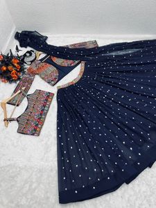 Lehenga – chemisier sans manches avec veste et tissu imitation Georgette Dupatta, tenue de soirée et de mariage - Product Image 4