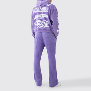Ensemble de survêtement pour homme en coton épais 100 % imprimé sur toute la surface, respirant, à motif uni, avec doublure polaire, séchage rapide, conçu sur mesure - Product Image 2