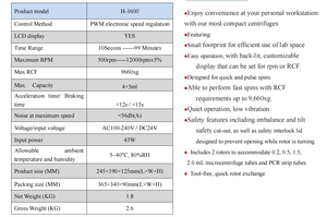Ce-Veterinair H1600 12000Rpm Serum Plasma <span class=keywords><strong>Centrifuge</strong></span> Voor Honden En Paarden Herbruikbare Veehouderij Gebruik Ac 110-220V - Product Image 5