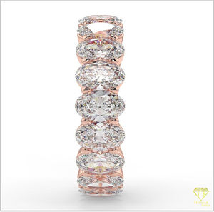 Conjunto de anillo de compromiso de corte ovalado moderno y banda de eternidad, joyería femenina fina, diseño nupcial elegante - Product Image 5