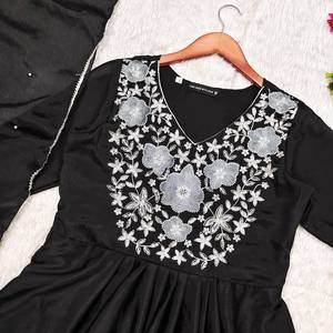 Designer Handcrafted Silk Salwar Suit Long Fashion-Style Pakistani Kameez Dupatta Dress for Weddings & Parties - Product Image 4