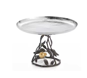 Plateau de service rond en métal pour gâteau Présentoir de table de mariage et de fête Plaque à gâteau en aluminium plaqué or Plateau de service - Product Image 6