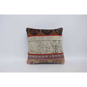 Almohada de lana Multicolor bohemio de 18x18, cojín tejido bordado Vintage portátil para ropa de cama, decoración de suelo, decoración decorativa de 16x16 pulgadas - Product Image 1