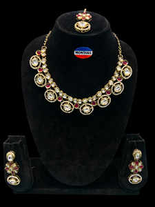 ชุดสร้อยคอหินทองแดง Kundan สไตล์ชาติพันธุ์เครื่องประดับแฟชั่นโลหะผสมสำหรับงานแต่งงานงานหมั้นของขวัญครบรอบ - Product Image 6