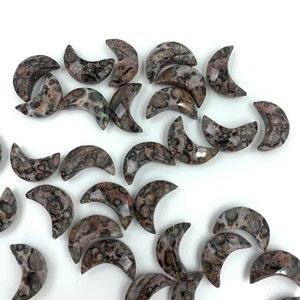 Piel de leopardo jaspe tallado Luna Briolette facetado tallado a mano Luna suave piedra preciosa luna creciente a granel - Product Image 1