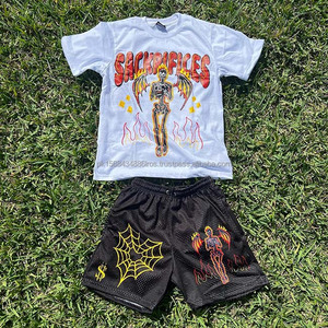 Men's High Street Casual Spring Lightweight Breathable 100% Organic Cotton Short Sleeve T-shirt and Shorts <b>Set</b> Quick Dry - Product Image 1