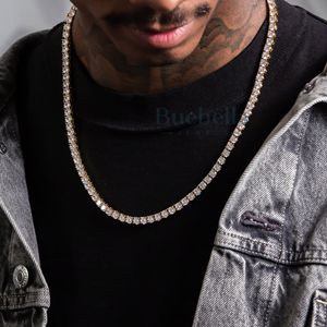 Cadena DE TENIS Moissanite para hombre de 5mm, joyería chapada en oro de 18 quilates y plata 925 - Product Image 4