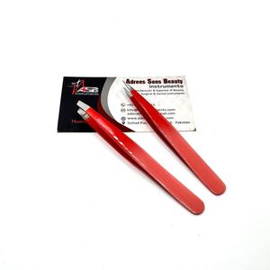 Pinzas para cejas de acero sostenible con logotipo personalizado, tijeras curvas rectas degradadas rojas con cejas puntiagudas inclinadas, pinzas de belleza - Product Image 6