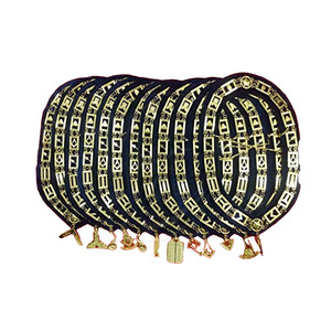 Collares de cadena masónica Grand Lodge Masonic Regalia Blue Lodge Officer Collares de cadena de metal con joyas 12 PCS - Product Image 1