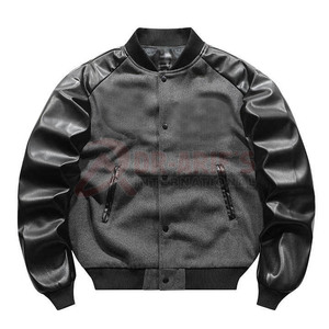 OEM/ODM Men's Waterproof Button Front Varsity <b>Jacket</b> Plus Size <b>Sheep</b> Fur Winter Streetwear Letter Print Design Cow <b>Skin</b> Baseball - Product Image 1