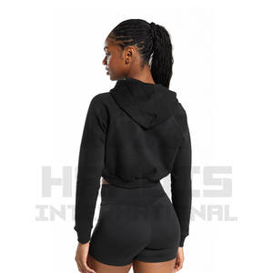 Mejor diseño Sudaderas con capucha Niñas Crop Top Sudaderas con capucha Venta caliente Top corto de algodón Sudaderas con capucha personalizadas - Product Image 6