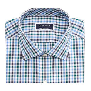 Camicia da Uomo Club Room Navy Gingham Vestibilità Regolare in Popeline Elasticizzato Antipiega con Colletto alla Coreana Taglie XL (17-32-33) - Product Image 2