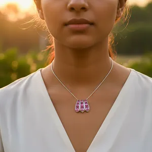 Colgante de Plata 925 con Baño de Rodio y Amatista Rosa, Amuleto Religioso Hecho a Mano para Uso Diario Femenino - Product Image 3