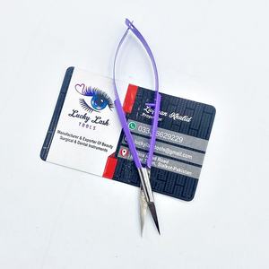 Ciseaux micro-chirurgicaux pour sourcils de haute qualité avec logo personnalisé, pinces en acier inoxydable violettes inclinées, ciseaux à ressort pour cils - Product Image 2