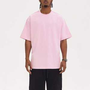 Camiseta de algodón personalizable de alta calidad con cuello redondo para hombre, ropa de calle nueva moda con tela tejida holgada de Color sólido de gran tamaño - Product Image 6