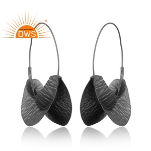 Meilleure vente 925 argent Sterling noir plaqué rhodium boucle d'oreille bijoux personnalisés pour les femmes cadeau pour elle - Product Image 1