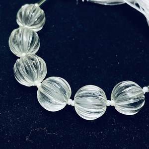Crystal Quartz Carved Melon Shape <b>Beads</b> Strand, Clear Crystal Quartz Pumpkin <b>Beads</b> Gemstone - Product Image 4