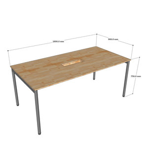 OMA II Series 180x90cm Minimalist Meeting <b>Table</b> with <b>Adjustable</b> Iron Steel <b>Legs</b> Rubber Wood for Conference Rooms Hotels-HBOM207 - Product Image 4
