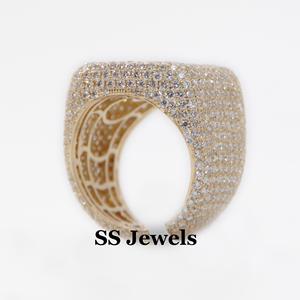 Real VVS Moissanite Champion Ring para hombres 925 Silver Iced Out Pinky Hip Hop Ring Round Diamond Pave Set Regalo de aniversario - Product Image 3