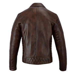 Veste à capuche à col montant en cuir véritable pour homme, en cuir de vache véritable, style vintage, marron, vente en gros - Product Image 6