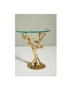 Table basse en aluminium sur le thème du jardin avec cadre floral artistique et plateau en verre pour des idées de décoration d'intérieur élégantes - Product Image 1