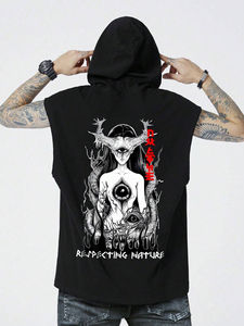 High Quality Custom Breathable <b>Sleeveless</b> <b>Hoodie</b> for <b>Men</b> <b>Men's</b> Customized Print Pattern Wholesale Supply - Product Image 3