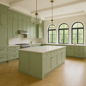 Proyek perumahan kelas atas kenari Amerika pintu kayu ek putih padat lemari dapur kayu lapis - Product Image 5