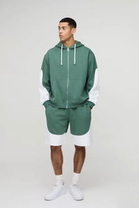 Ensemble short à capuche design personnalisé pour hommes Boxy Fit Heavyweight Drop Shoulder Hoodies Casual Tracksuit Fournisseur OEM Hoodies Set - Product Image 4