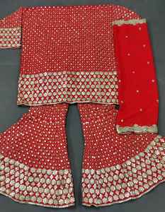 Dupatta-traje de trabajo pesado de boda para mujer, traje indio paquistaní de Georgette con espejo flotante, colección de traje de Salwar Kameez - Product Image 4