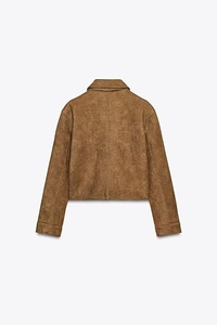 Nouvelle veste en daim de mouton pour femmes, design élégant, toucher doux, vêtements d'extérieur décontractés pour l'automne/hiver, streetwear, coupe-vent, mode courte - Product Image 3